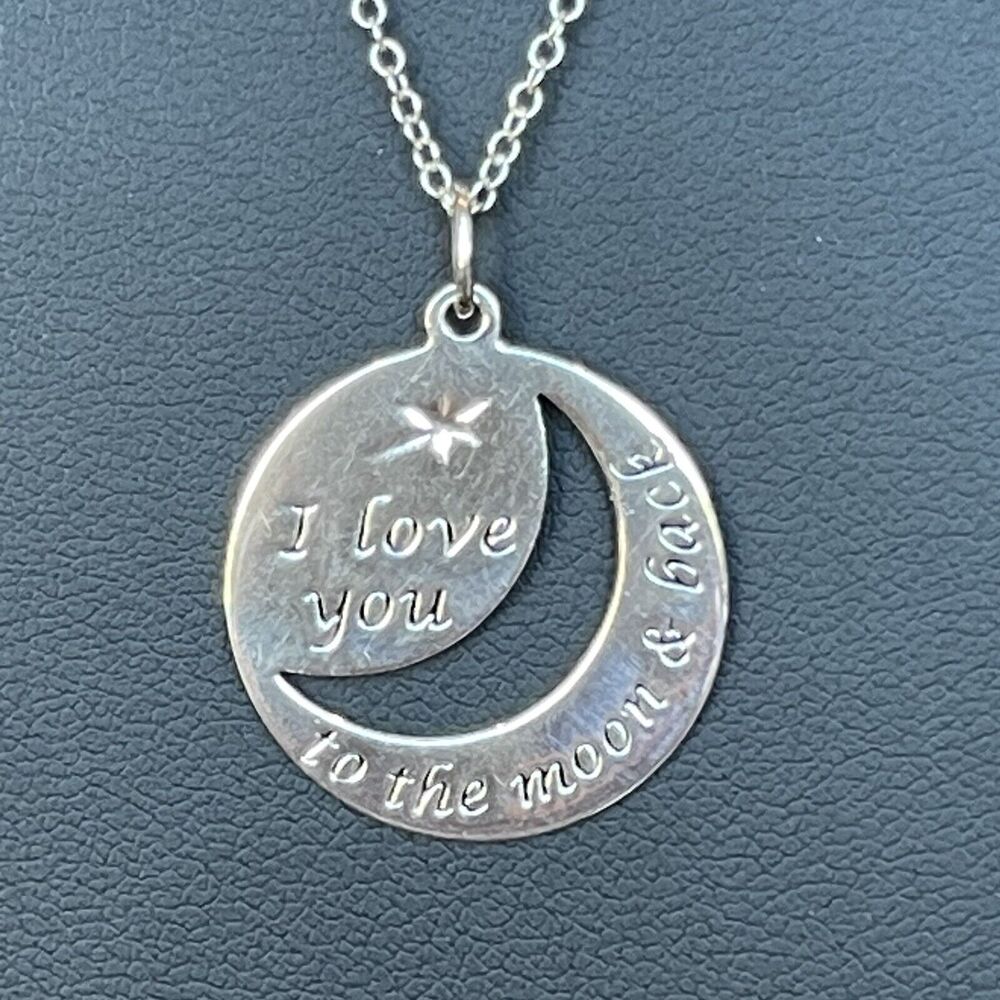 Avon Sterling Silver I Love You to the Moon and Back Pendant Necklace .925 Box